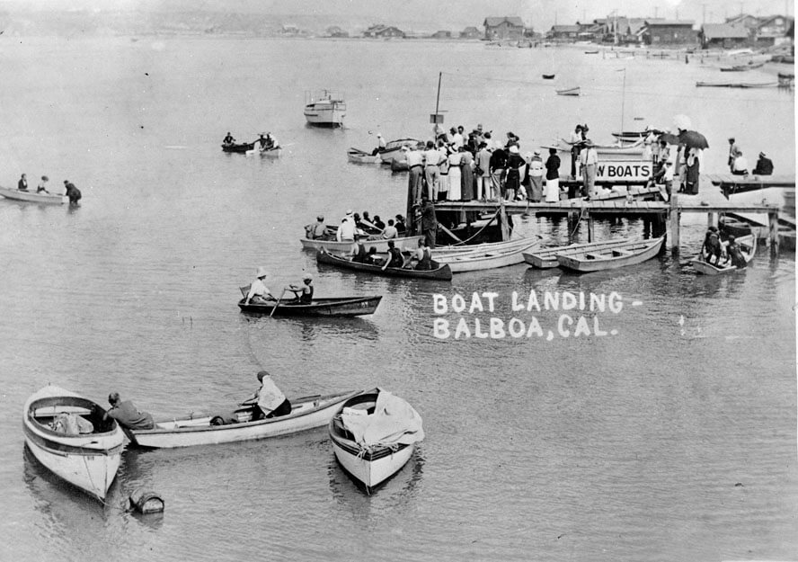 Boatlanding in Newport Harbor, near the Balboa Pavilion, ca. 1914