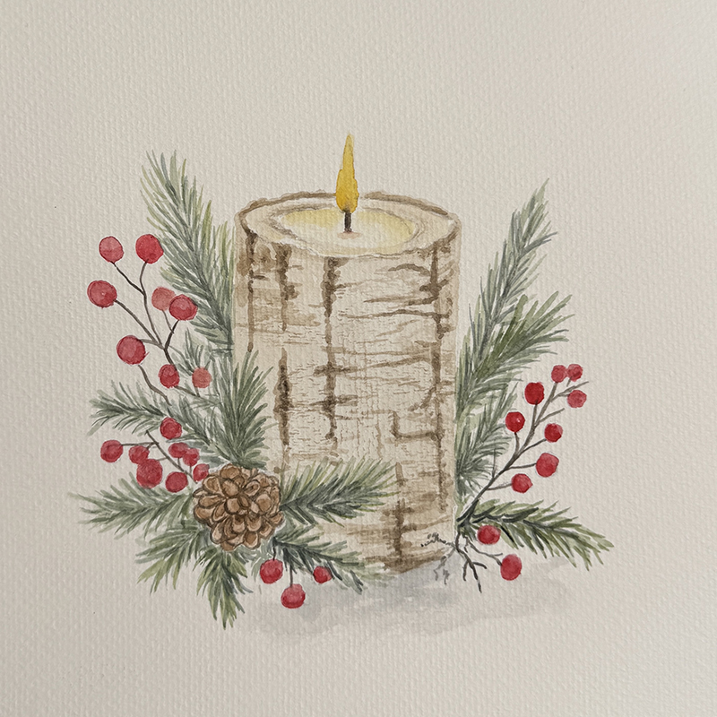 Watercolor Workshop: Holiday Candle