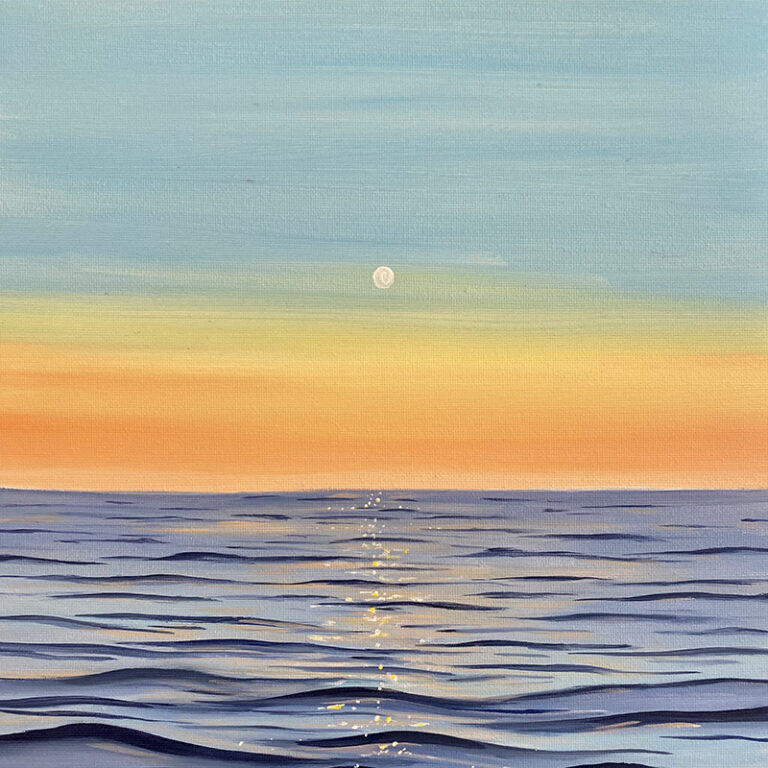 Beginner Painting: Ocean Sunset on Canvas
