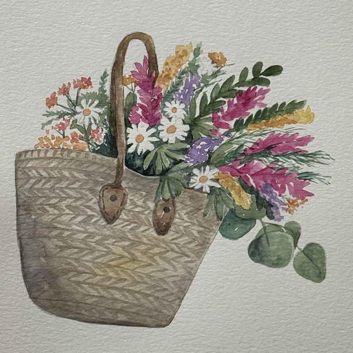 Watercolor Class: Wildflower Basket