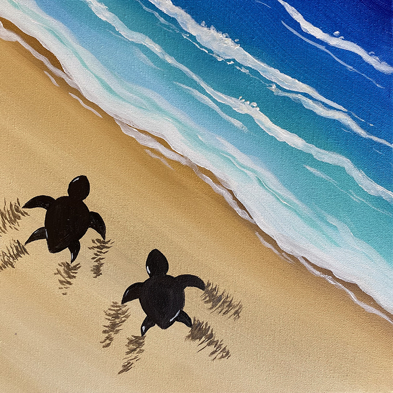 Beginners Acrylic Family Class: Sea Turtles on The Beach