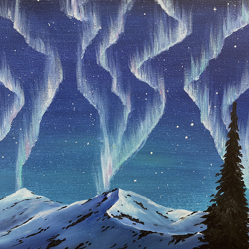 Beginner Painting on Canvas: Northern Lights
