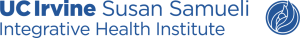 Logo for UC Irvine Susan Samueli Integrative Health Institute, featuring text and a circular emblem with a stylized leaf design.